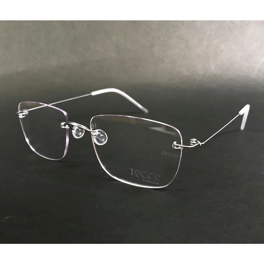 Tocco Eyeglasses Frames DELTA 100 COL.39 GUNMETAL Rimless Rectangle 54-17-146